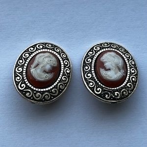 Antique moral drawing of a women, fake earrings, no pierces needed, clip on